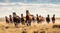 Picturesque landscape featuring roaming wild horses