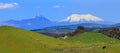 Picturesque landscape with green hills and volcanoes, New Zealand Royalty Free Stock Photo