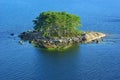 Picturesque landscape with island.