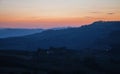 Picturesque landscape of moody sunset over Tuscany, Italia Royalty Free Stock Photo