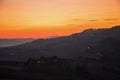 Picturesque landscape of moody sunset over Tuscany, Italia Royalty Free Stock Photo