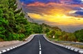 Picturesque landscape of a mountain road in the Crimean mountains on the southern coast of Crimea in Ukraine Royalty Free Stock Photo