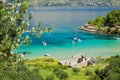 Picturesque landscape of sandy Lovrecina beach on Brac island, Croatia Royalty Free Stock Photo