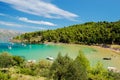 Picturesque landscape of sandy Lovrecina beach on Brac island, Croatia Royalty Free Stock Photo