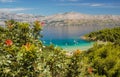 Picturesque landscape of sandy Lovrecina beach on Brac island, Croatia Royalty Free Stock Photo