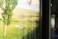 The picturesque landscape seen on the train ride in the Eastern Express, Dogu Ekspresi from Kars to Ankara, the interior of the