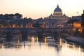 Picturesque landscape of St. Peters Basilica over Tiber in Rome, Italy Royalty Free Stock Photo