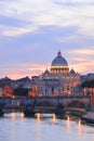 Picturesque landscape of St. Peters Basilica over Tiber in Rome, Italy Royalty Free Stock Photo