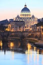 Picturesque landscape of St. Peters Basilica over Tiber in Rome, Italy Royalty Free Stock Photo