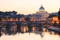 Picturesque landscape of St. Peters Basilica over Tiber in Rome, Italy Royalty Free Stock Photo