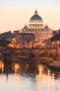 Picturesque landscape of St. Peters Basilica over Tiber in Rome, Italy Royalty Free Stock Photo