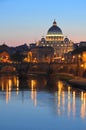 Picturesque landscape of St. Peters Basilica over Tiber in Rome, Italy Royalty Free Stock Photo