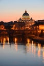 Picturesque landscape of St. Peters Basilica over Tiber in Rome, Italy Royalty Free Stock Photo