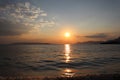 Picturesque landscape of the sunset on the sea on a sunny summer evening, Croatia