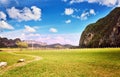 Picturesque landscape Valley Vinales village Pinar del Rio Cuba Latin America mountains field cloud