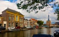 Picturesque landscape with a view of the excise tower in the city of Alkmaar