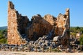 Picturesque landscape view ruins of antique city. Kanlidivane ancient city in Mersin Province,