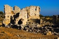 Picturesque landscape view ruins of antique city. Kanlidivane ancient city in Mersin Province, Turkey