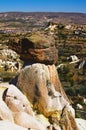 Picturesque landscape view of unusual rock formations. Amazing shaped sandstone rocks. Popular travel destination in Turkey. Royalty Free Stock Photo