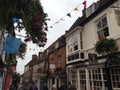 Picturesque Lincoln street filled with people