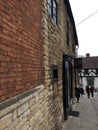 Picturesque Lincoln street filled with people