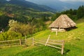 The picturesque little farm in the Carpathian Mountains, Mizhhiria Royalty Free Stock Photo