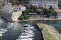 Picturesque medieval Old Port by Adriatic Sea with moored ships and Revelin Fort, Dubrovnik, Croatia