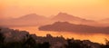 Picturesque Mekong River and Luang Prabang town at dusk Royalty Free Stock Photo