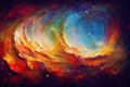 Picturesque Milky Way. Colorful heavenly portal to another dimension. Imitation of oil painting. AI-generated