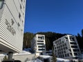 The picturesque modern Tschuggen Grand Hotel in the Swiss alpine resort of Arosa Royalty Free Stock Photo