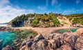 Picturesque morninf view of Little Xigia beach on the Zakynthos island. Sunny spring seascape of the Ionian Sea, Greece, Europe.