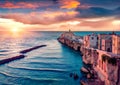 Picturesque morning cityscape of Vieste - coastal town in Gargano National Park, Italy, Europe.