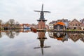 Picturesque morning landscape with the windmill, Haarlem, Holland