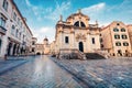 Picturesque morning view of Cathedral and Palace. Superb summer cityscape of Old Town of Dubrovnik, Croatia, Europe. Beautiful wor Royalty Free Stock Photo