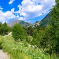 Scenic mountain landscape. Summer, bright sunny day in the Pyrenees, Andorra Royalty Free Stock Photo