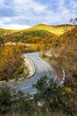 Picturesque mountain road in autumn. Meteora Rocks, Greece