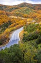 Picturesque mountain road in autumn. Meteora Rocks, Greece