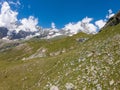 Picturesque mountain view with many hiking trails running through pastures.