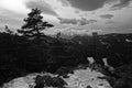 Picturesque moutain winter scenery: Beautiful view from Vista Point in the Austrian Alps / Hohe Wand / Lower Austria Royalty Free Stock Photo