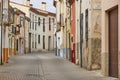 Picturesque multicolored houses facade in Palencia old town. Castilla Leon