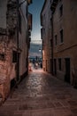 Narrow Alley With Old Houses In The Village Fazana In Croatia Royalty Free Stock Photo