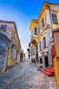 Picturesque narrow street and buildings in the old town of Xanthi, Greece