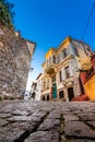 Picturesque narrow street and buildings in the old town of Xanthi, Greece