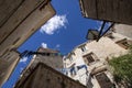 Picturesque narrow street with stone houses. Trogir, Dalmatia, Croatia, Europe Royalty Free Stock Photo