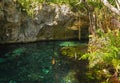 Picturesque natural underground lake with cave in Mexico