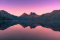 Picturesque nature background with Cradle Mountain and lake at sunrise Royalty Free Stock Photo