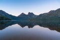 Picturesque nature background with Cradle Mountain and lake at sunrise Royalty Free Stock Photo