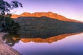 Picturesque nature background with Mountain and lake at sunrise Royalty Free Stock Photo