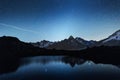 Picturesque night view of Chesery lake in France Alps Royalty Free Stock Photo