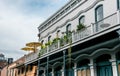 Picturesque old mansions of the French Quarter in New Orleans. Bourbon Street